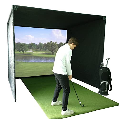 KHAMPA Golf Impact Screen Projection Screen- Use with Simulators – Durable Grommets on 3 Sides – Reinforced Black Border – 9.8 x 11.5 feet (Frame and Black Fabric are Not Included)