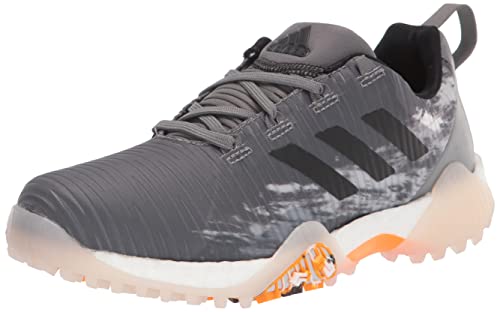 adidas Men’s CODECHAOS Spikeless Golf Shoes, Grey Four/Core Black/Orange Rush, 11