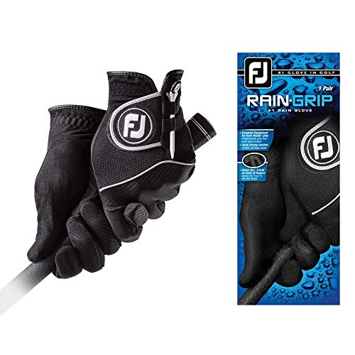 FootJoy Men’s RainGrip Pair Golf Glove Black Large, Pair