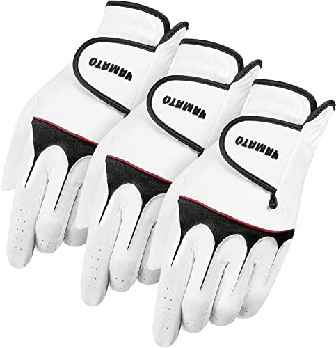 yamato Golf Gloves Men Women Left Handed 3 Pack for Golfer Golf Glove Breathable Comfotable Fit Great Golf Gifts (Modern, Medium-Large)