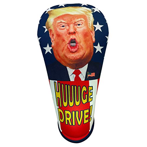 BEEJO’S Golf Club Headcover | President Donald Trump “HUUUGE Drive” on a American Flag | Headcover Size-Driver: Fits Today’s Big 460cc Clubs | Machine Washable | Handmade in USA