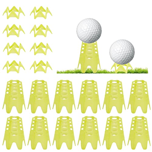 Hiqyyai Golf Simulator Tees,20Pcs Golf Tees Plastic Golf Mat Tees Home Indoor Practice Golf Tees Perfect for Winter Turf and Driving Range,Pack of 12 Tall+8 Short (Yellow)