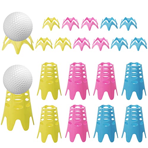 LUTER 21pcs Plastic Golf Tees, Plastic Golf Simulator Tees Training Golf Practice Mat Tees for Lawn Home Outside Golf-Lover Beginners (9 Tall & 12 Small, Multicolored)