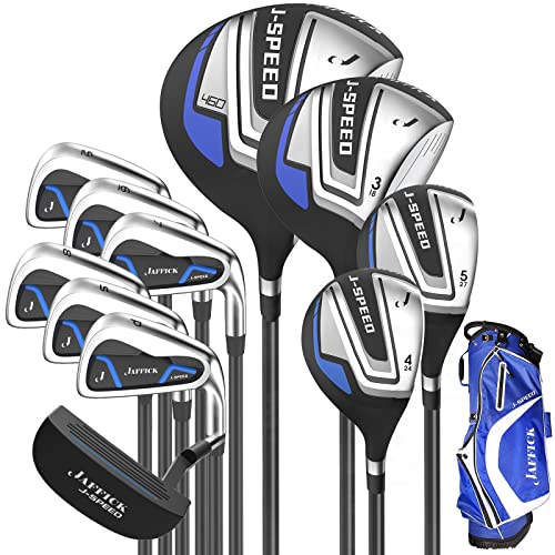 Complete Golf Clubs Sets for Men 12 Piece Includes Golf Driver #3 Fairway Woods, 4 & #5 Hybrid, 6-9 Irons, Pitching & Sand Wedge, Putter and Golf Stand Bag