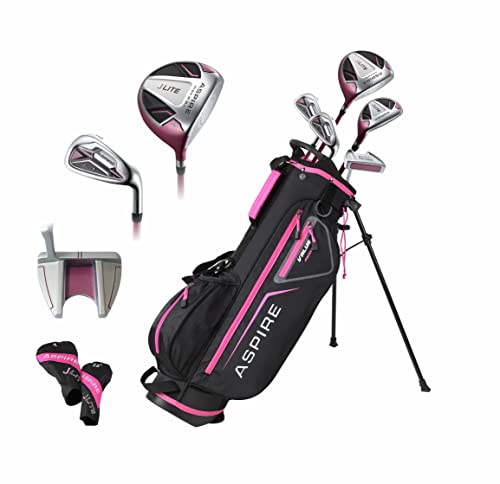 Aspire Xlite Super Performance Precise Junior Golf Club Set, Pink Set for Girls Ages 9 to 12, Right Handed