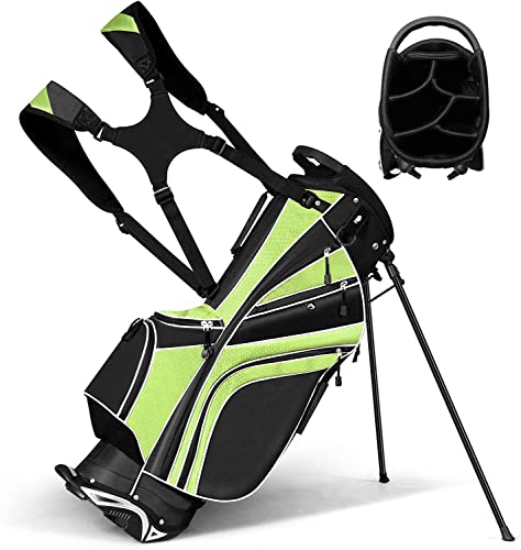 Tangkula Golf Stand Bag w/6 Way Divider Carry Organizer Pockets Storage Sunday Golf Bag(Green)