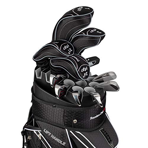 Founders Club RTP7 Men’s Golf Club Set with 14 Way Organizer Golf Bag Right Hand Graphite Regular Shafts for Woods and Hybrids Steel Regular Shafts for Irons (Black)