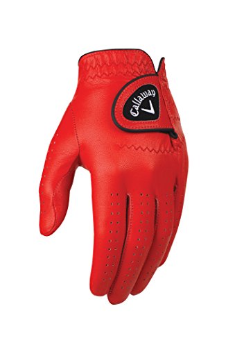 Callaway Golf Men’s OptiColor Leather Glove, Red, Small, Worn on Left Hand