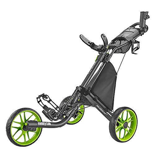 caddytek CaddyLite EZ Version 8 3 Wheel Golf Push Cart – Foldable Collapsible Lightweight Pushcart with Foot Brake – Easy to Open & Close, lime, one size