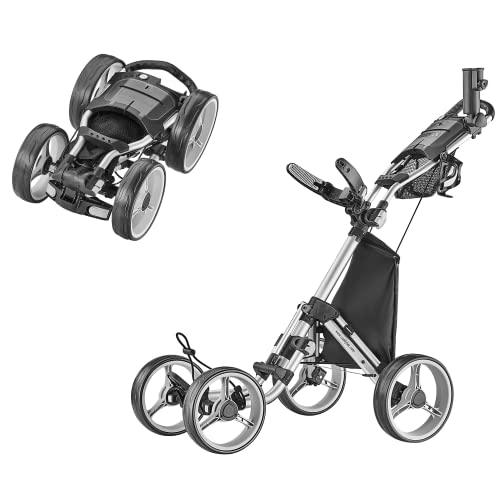 CaddyTek 4 Wheel Golf Push Cart – Compact, Lightweight, Close Folding Push Pull Caddy Cart Trolley – Explorer V8, Dark Grey, One Size, Model: Explorer Vsersion 8 – Dark Grey