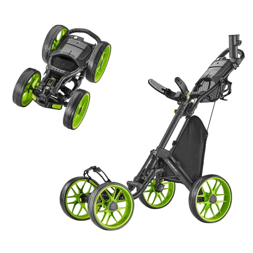 caddytek Caddycruiser One Version 8 – One-Click Folding 4 Wheel Golf Push Cart, Lime