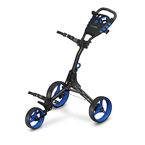 SereneLife 3 Wheel Golf Push Cart – Lightweight Folding Golf Walking Push Cart Roller Golf Bag Holder w/Upper/Lower Bracket w/Elastic Strap, Scorecard, Cup, & Bag Storage Holder – SereneLife SLG3W