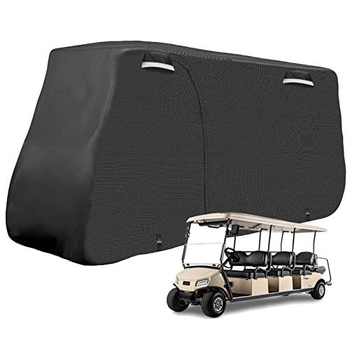 SAPUBK Golf Cart Cover for 8 Passenger Golf Cart Accessories with Side Door Ziper Compatible with Club Car/Ez-go/Yamaha 8 (6+2) Passenger Golf Cart for Rain UV Dust Protection All Weather (175in)