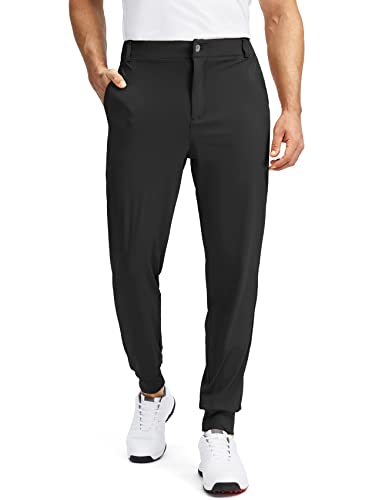 Soothfeel Men’s Golf Joggers Pants with 5 Pockets Slim Fit Stretch Sweatpants Running Travel Dress Work Pants for Men(Black, L
