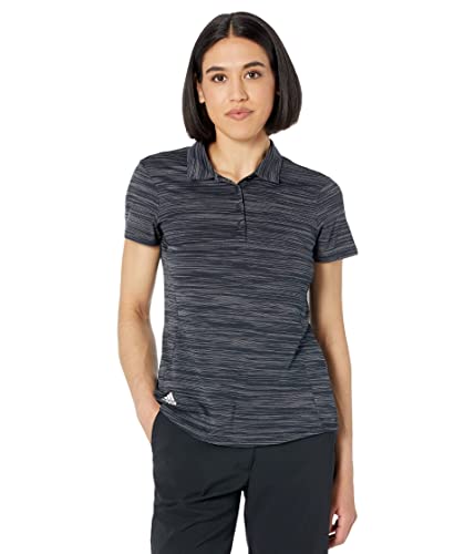 adidas Golf Women’s Standard Space-Dyed Polo Shirt, Black/White, Small