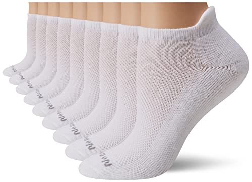 No nonsense womens Soft & Breathable Cushioned No Show With Back Tab, 9 Pair Pack Running Socks, White – Pair Pack, 4-10 US