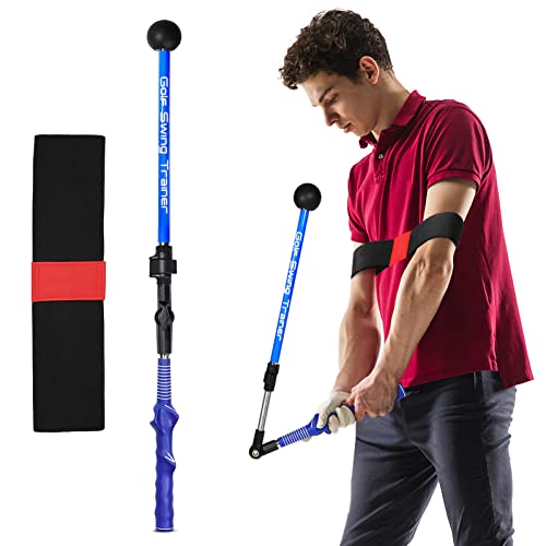 Golf Swing Trainer Portable Golf Grip Training Aid Adjustable to Improve Hinge Forearm Rotation Shoulder Turn Lightweight Durable Golf Swing Master with Ergonomic Grip Wtih Arm Band