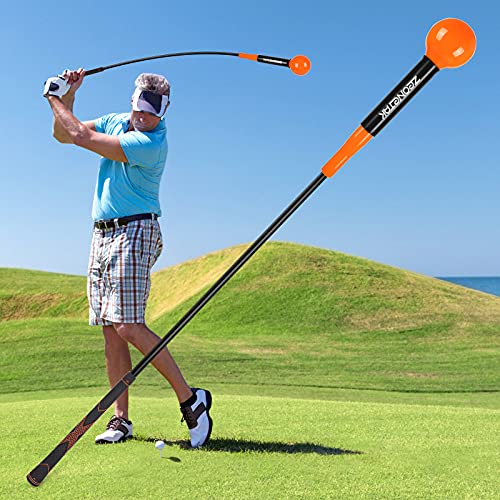 Zeonetak Golf Swing Trainer Aid – Golf Swing Training, Practice Warm-Up Stick for Strength,Rhythm, Flexibility, Tempo, and Balance Suit for Indoor & Outdoor (48 Inches, RED)