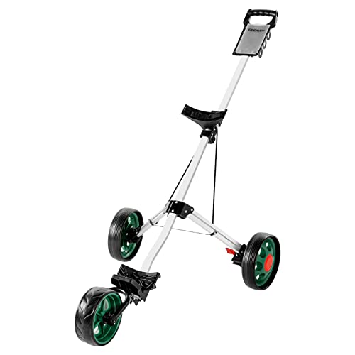 Golf Push Cart – Lightweight, Foldable 3-Wheel Golf Cart with Locking Foot Brake – FINCHLEY