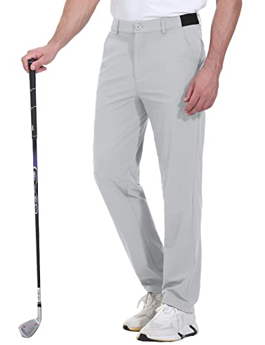 Rdruko Men’s Golf Pants Stretch Quick Dry Work Casual Pants with Pockets(Light Gray,US 34)