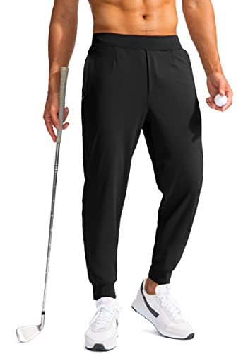 G Gradual Men’s Golf Joggers Pants with Zipper Pockets Stretch Sweatpants Slim Fit Track Pants Joggers for Men Work Running (Black, L)
