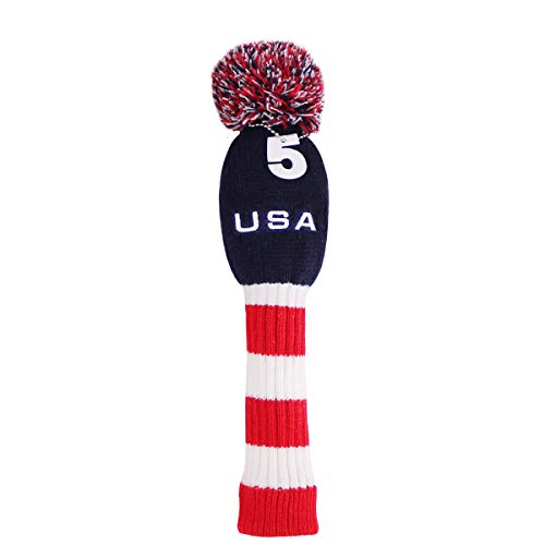 VAEEL Knitted Golf Club Head Covers for Woods, Golf Head Covers Black and White USA, Golf Club Covers for Woods and Drivers Long Neck