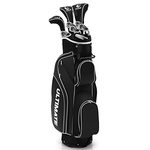 Tangkula Golf Clubs Set 10 Pieces Right Hand, Includes 460cc Alloy Driver, 3# Fairway Wood, 4# Hybrid, 6#, 7#, 8#, 9# & P# Irons, Free Putter, Golf Club Set (Black)