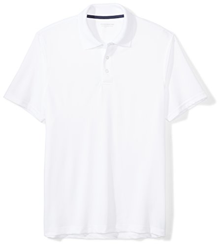 Amazon Essentials Men’s Slim-Fit Quick-Dry Golf Polo Shirt, White, Medium