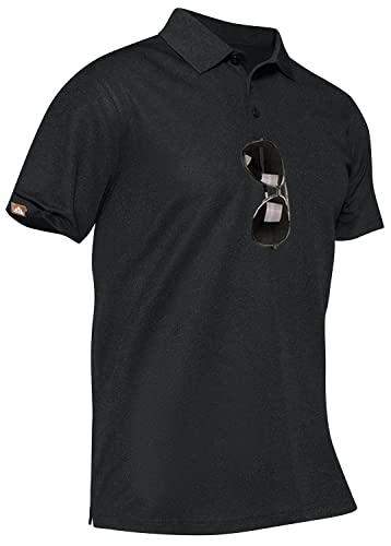 MOERDENG Men’s Golf Polo Shirt Regular-fit Quick-Dry Performance Tactical Shirts Short Sleeve Jersey Moisture Wicking Tennis Shirt
