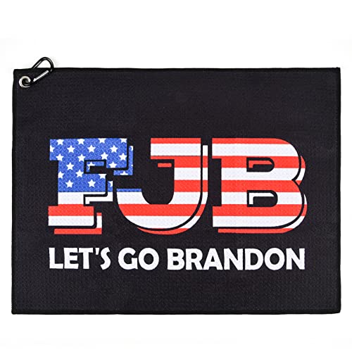 ZZHAO Golf Towel | Super Absorbent Microfiber Towels | Lightweight, Scratch-Resistant, and lint-Free | Aluminum Alloy Hook | 16×12 Inches for Father’s Day (Let’s Go Brandon-BFJB)