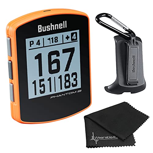 Bushnell Phantom 2 GPS Rangefinder Orange with BITE Magnetic Mount and GreenView with Wearable4U Lens Cleaning Cloth Bundle