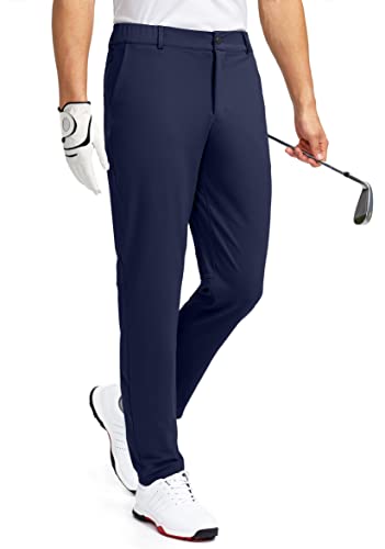 Soothfeel Men’s Golf Pants with 5 Pockets Slim Fit Stretch Sweatpants Casual Travel Dress Work Pants for Men (Navy, S)