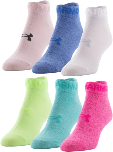 Under Armour Women’s Essential Lightweight Low Cut Socks, 6-Pairs , Electro Pink/White/Electro Pink , Medium