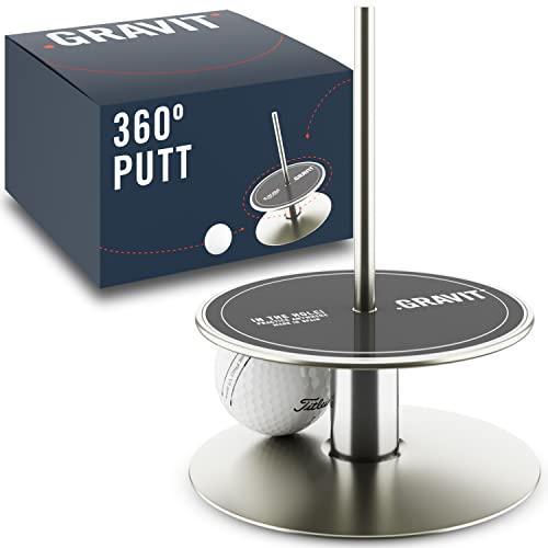 Gravit Golf Putting Hole – 360-Degree Golf Putting Green Practice Hole – Portable Putting Hole for Golf Training Indoor and Outdoor – Durable Stainless Steel and Aluminum Black