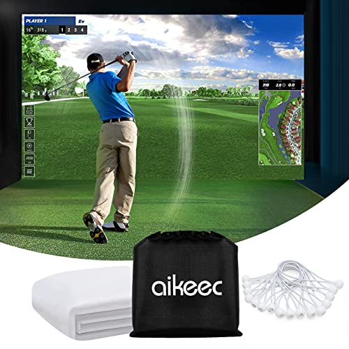 aikeec Golf Simulator Impact Screen Display Projector Screen for Golf Training, Indoor Ultra Clear Golf Impact Screen, with 14pcs Grommet Holes, 16pcs Ball Bungee Cords, Available in 5 Sizes