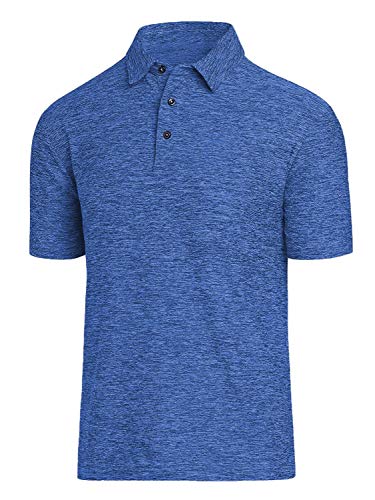 COSSNISS Men’s Dry Fit Golf Polo Shirt, Blue, X-Large