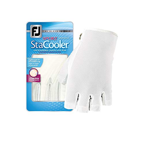 FootJoy Women’s StaCooler Sport Golf Glove, White Medium, Worn on Left Hand