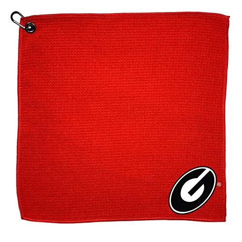 Team Golf NCAA Georgia Bulldogs 15×15 Golf Towel with Carabiner Clip, Premium Microfiber with Deep Waffle Pockets, Superior Water Absorption and Quick Dry Golf Cleaning Towel