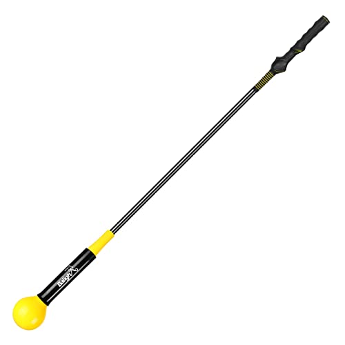 FUNJUMP Golf Swing Trainer Aid,Golf Training Equipment for Strength Grip Tempo & Flexibility Training Aid,40inch/46inch for Beginner Golf Trainer Accessories (40″, Yellow)