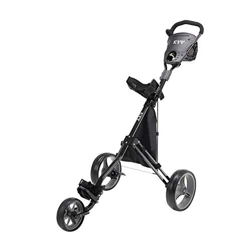 KVV Foldable Lightweight 3 Wheel Golf Cart with Stylish Scorecard Holder, Storage Bag-Easy to Open and Close