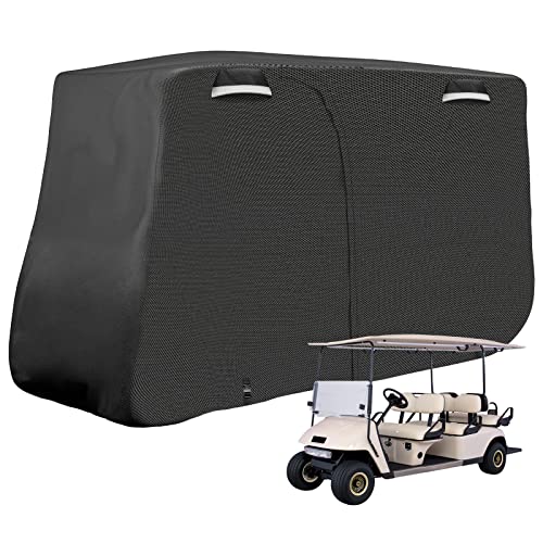 Golf Cart Cover Replace for 6 Passenger Golf Cart Accessories with Side Door Ziper Compatible with Club Car/EZ-GO/Yamaha 6/4+2 Passenger Golf Cart for Rain UV Dust Protection All Weather (145in)