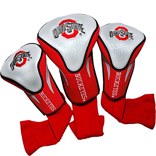 Team Golf NCAA Ohio State Buckeyes Contour Golf Club Headcovers (3 Count), Numbered 1, 3, & X, Fits Oversized Drivers, Utility, Rescue & Fairway Clubs, Velour lined for Extra Club Protection