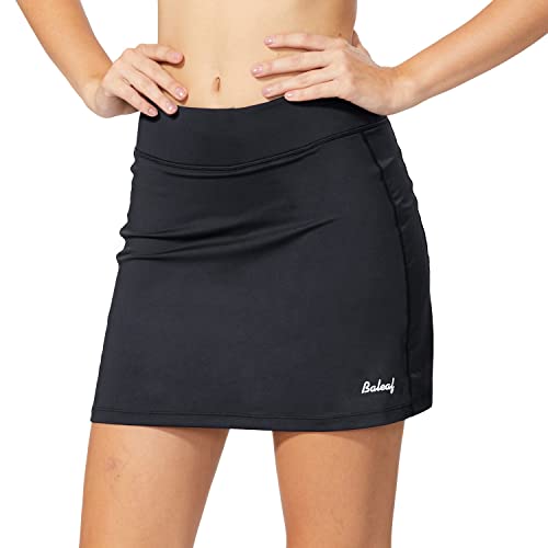 BALEAF Women’s Tennis Skirts Golf Skorts Lightweight Athletic Skirts with Shorts Pockets Running Workout Sports Black Size S