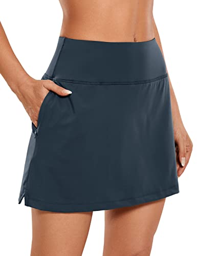 CRZ YOGA Womens Skirt Golf Tennis Skirts with Zip Pockets Stretch Lightweight Casual Athletic Running Skorts True Navy Small