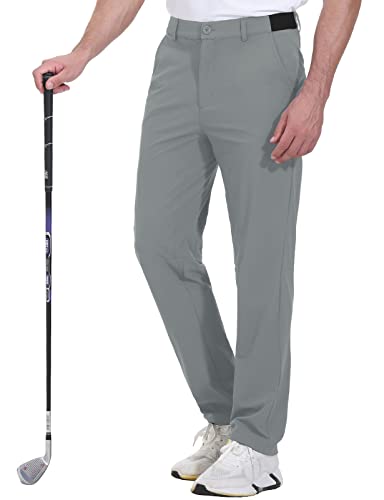 Rdruko Men’s Golf Pants Stretch Quick Dry Lightweight Dress Athletic Pants with Pockets(Neutral Gray,US 34)