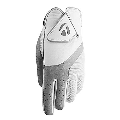 TaylorMade 2019 Kalea Women’s Golf Glove, White/Gray, Worn on Left Hand, Medium