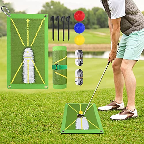 Oxlaw Golf Training Mat for Swing Detection Batting, Premium Golf Impact Mat, Path Feedback Golf Practice Mats, Advanced Golf Hitting Mat, Golf Training Aid Equipment (with Set), Green, One Size