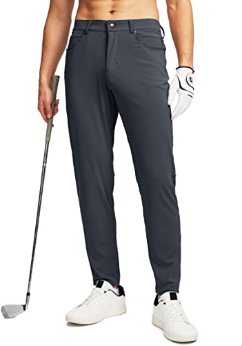 G Gradual Men’s Stretch Golf Pants with 6 Pockets Slim Fit Dress Pants for Men Travel Casual Work (Dark Grey, L)