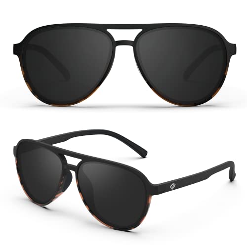 TOREGE Aviator Sunglasses Polarized Sunglasses for Men Women Sports Glasses Fishing Boating Beach Golf Driving TR75(Black Amber&Black&Gray Lens C3)