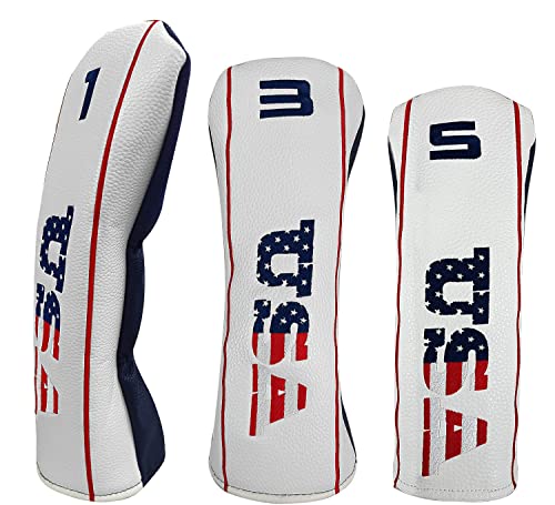 Asports Use Golf Head Covers, USA Golf Headcovers Fit All Fairway Woods and Drivers for Men and Women